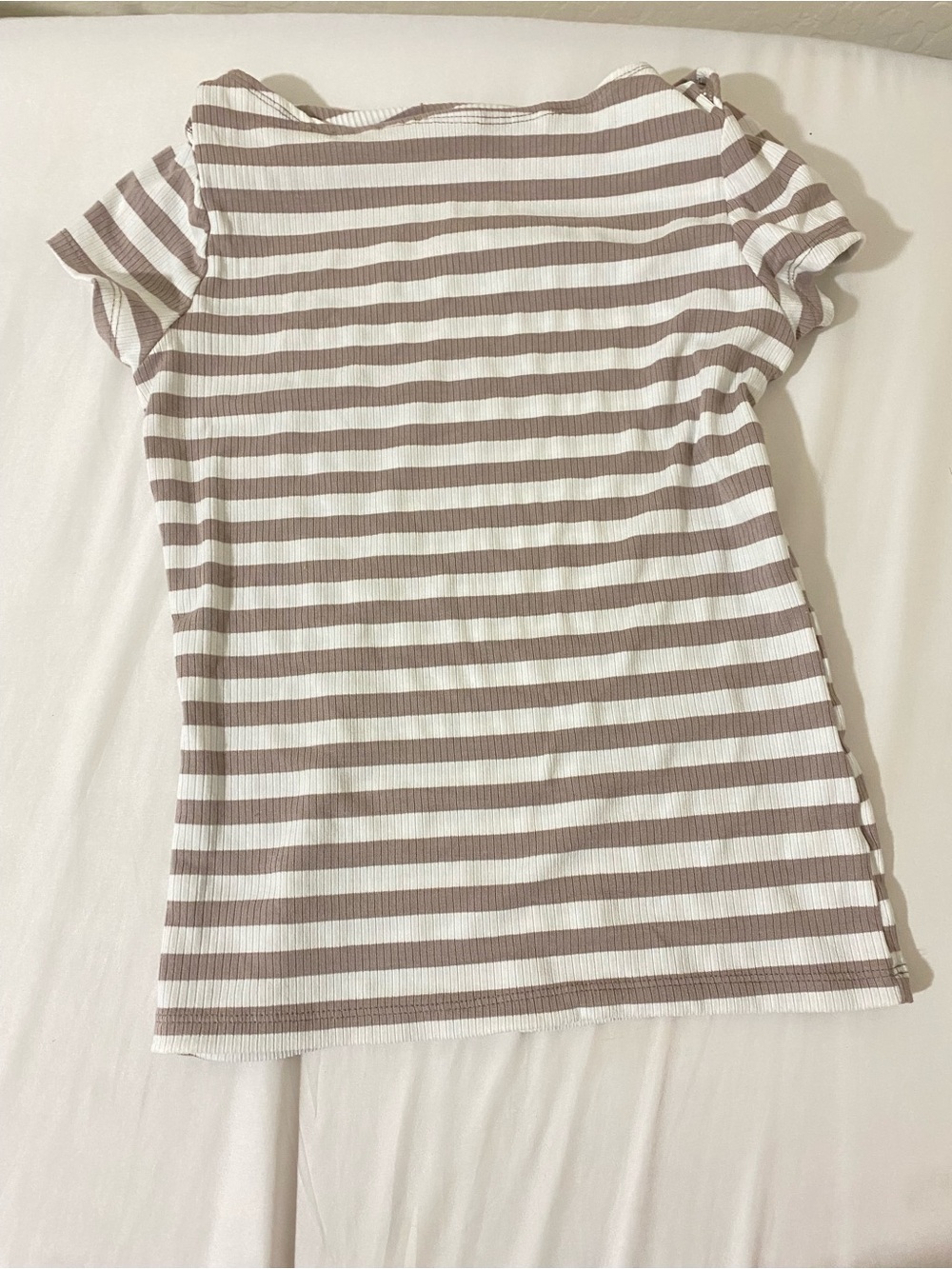 Brown Striped Short-Sleeve Top - White & light brown • size small